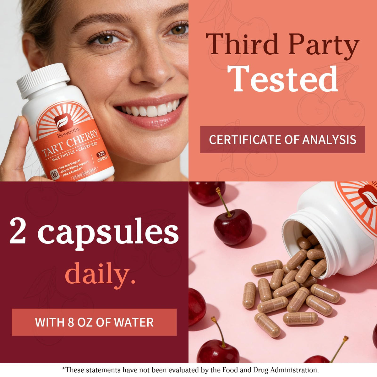 Emballage des Capsules de Cerise Acide Tartrique B BEWORTHS