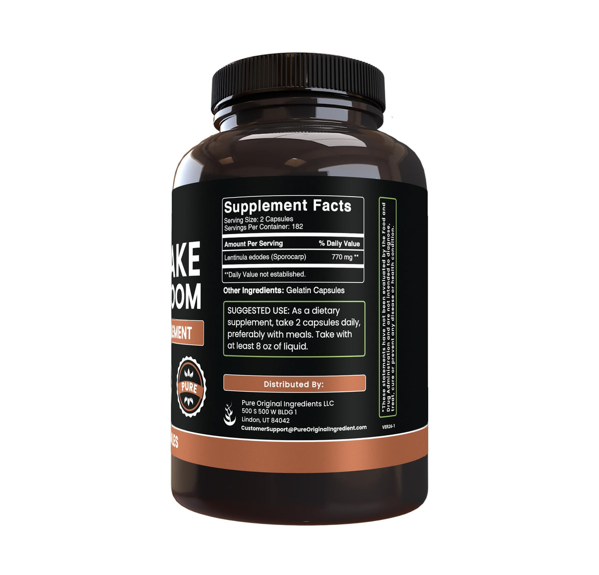Emballage des capsules de Champignon Shiitake, arrière