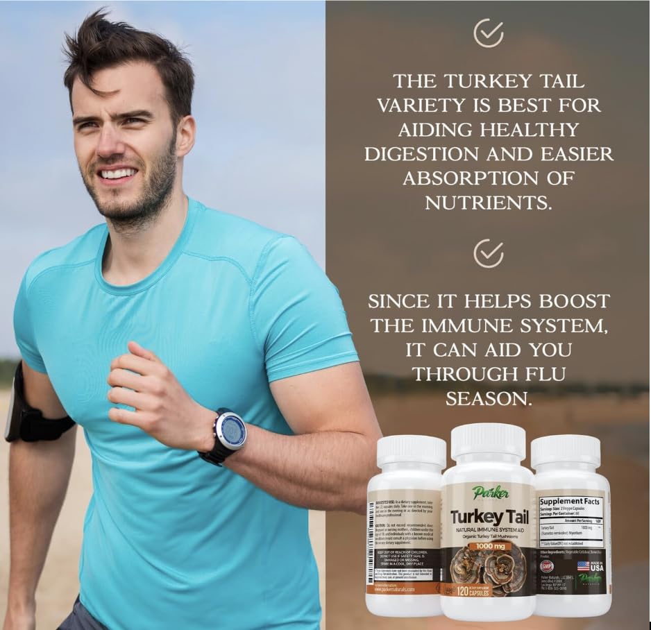 Emballage des capsules de champignon Turkey Tail Parker Naturals