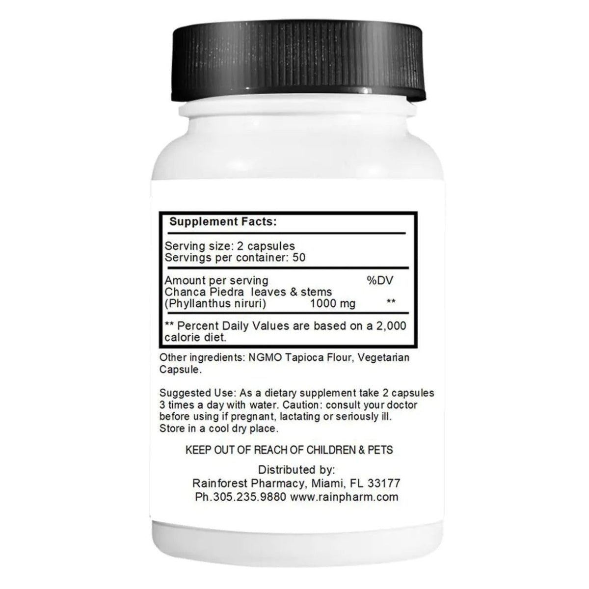 Emballage des capsules de Chanca Piedra, affichage des informations