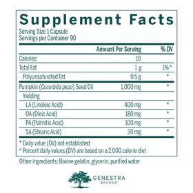 Emballage des Capsules de Citrouille Genestra avec informations nutritionnelles