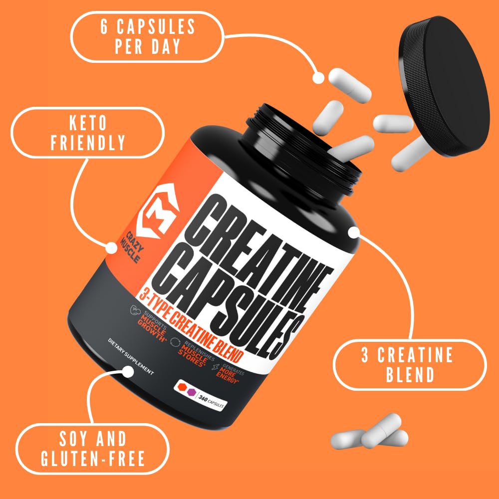 Emballage des Capsules de Créatine Monohydrate Crazy Muscle vu de côté