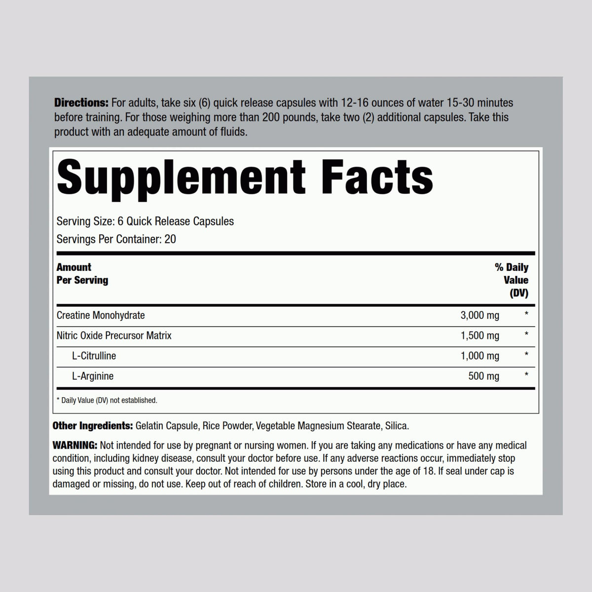 Emballage des capsules de créatine monohydrate Fitness Labs