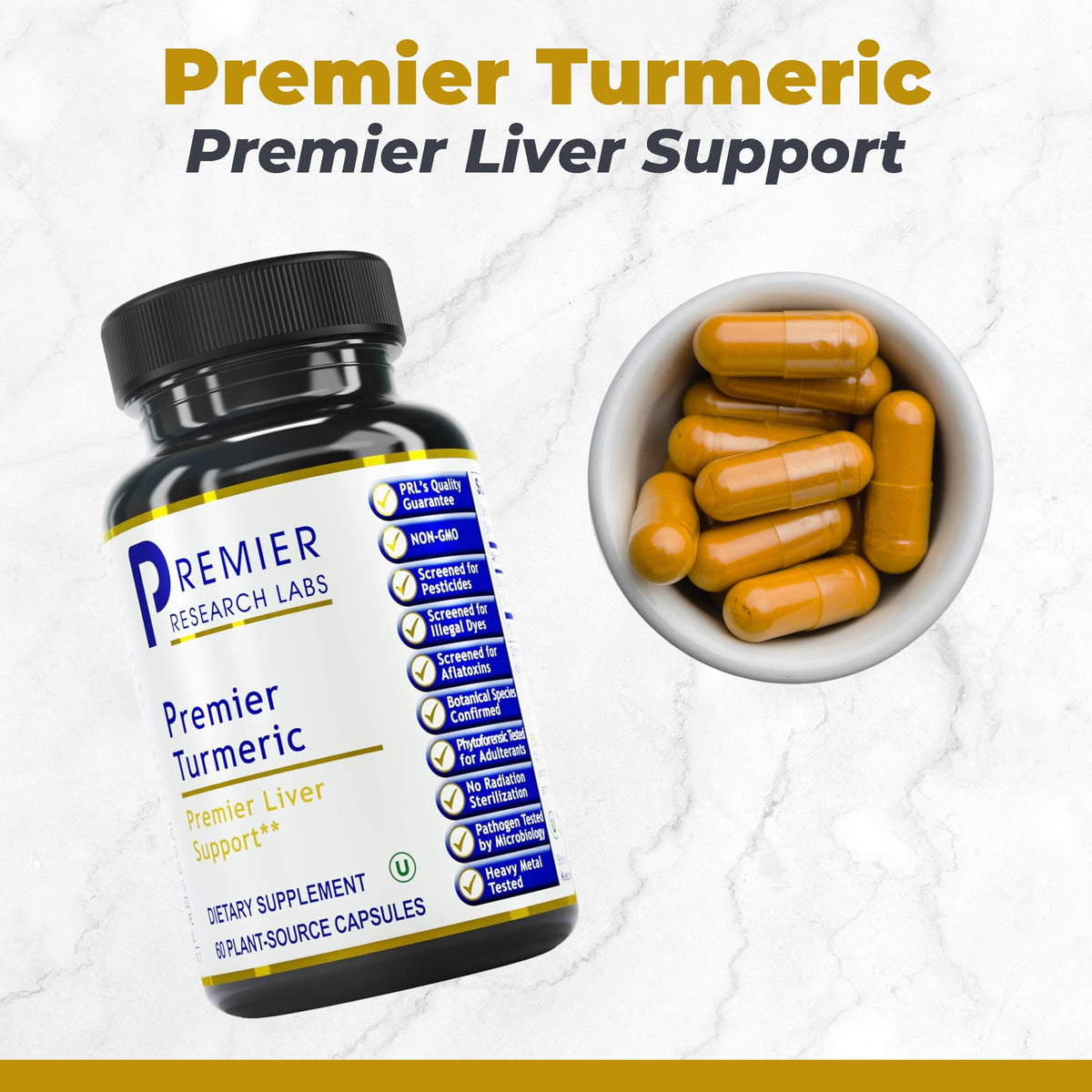 Emballage des Capsules de Curcuma 500 mg Premier Research Labs