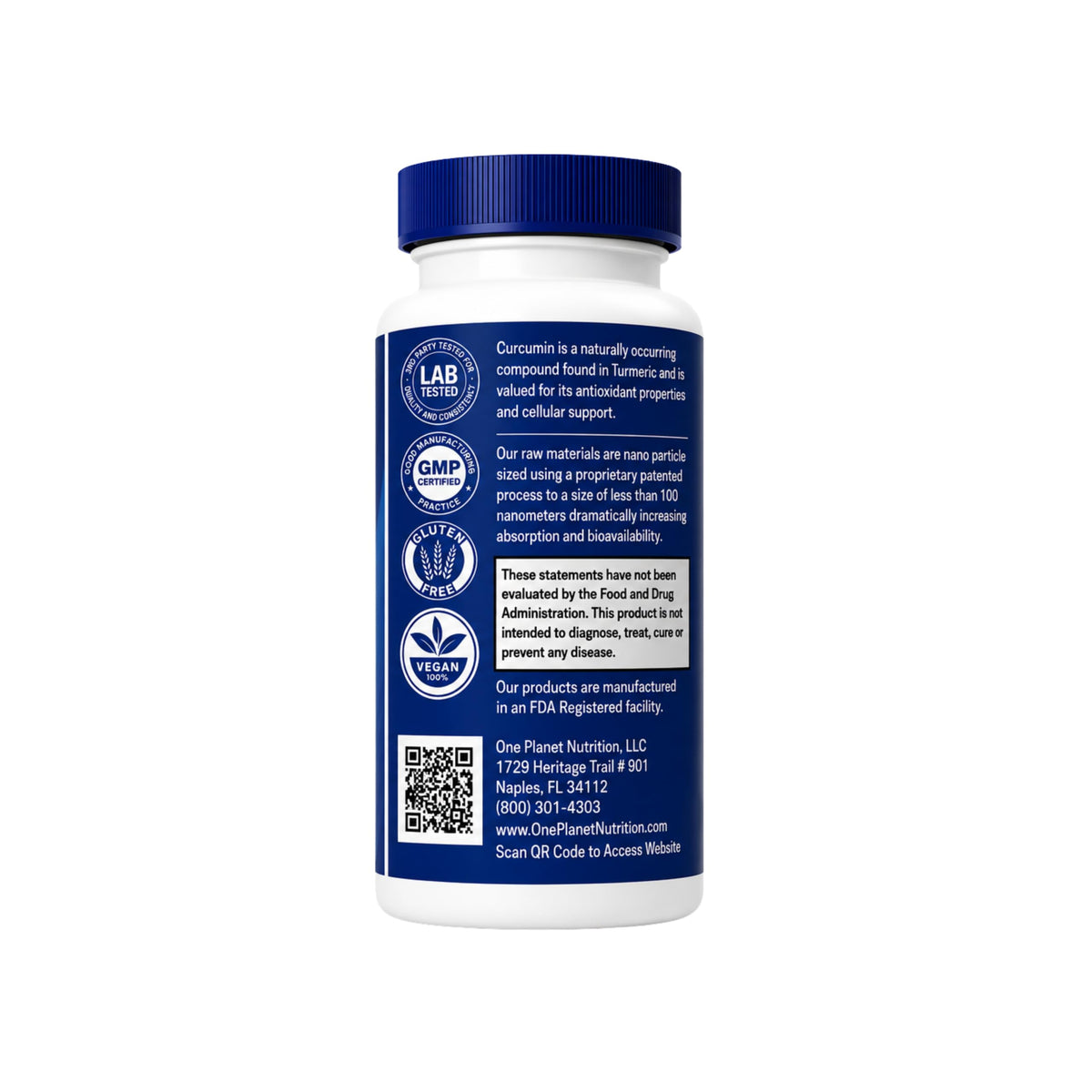 Emballage des capsules de Curcumin Nano 500 mg, face avant