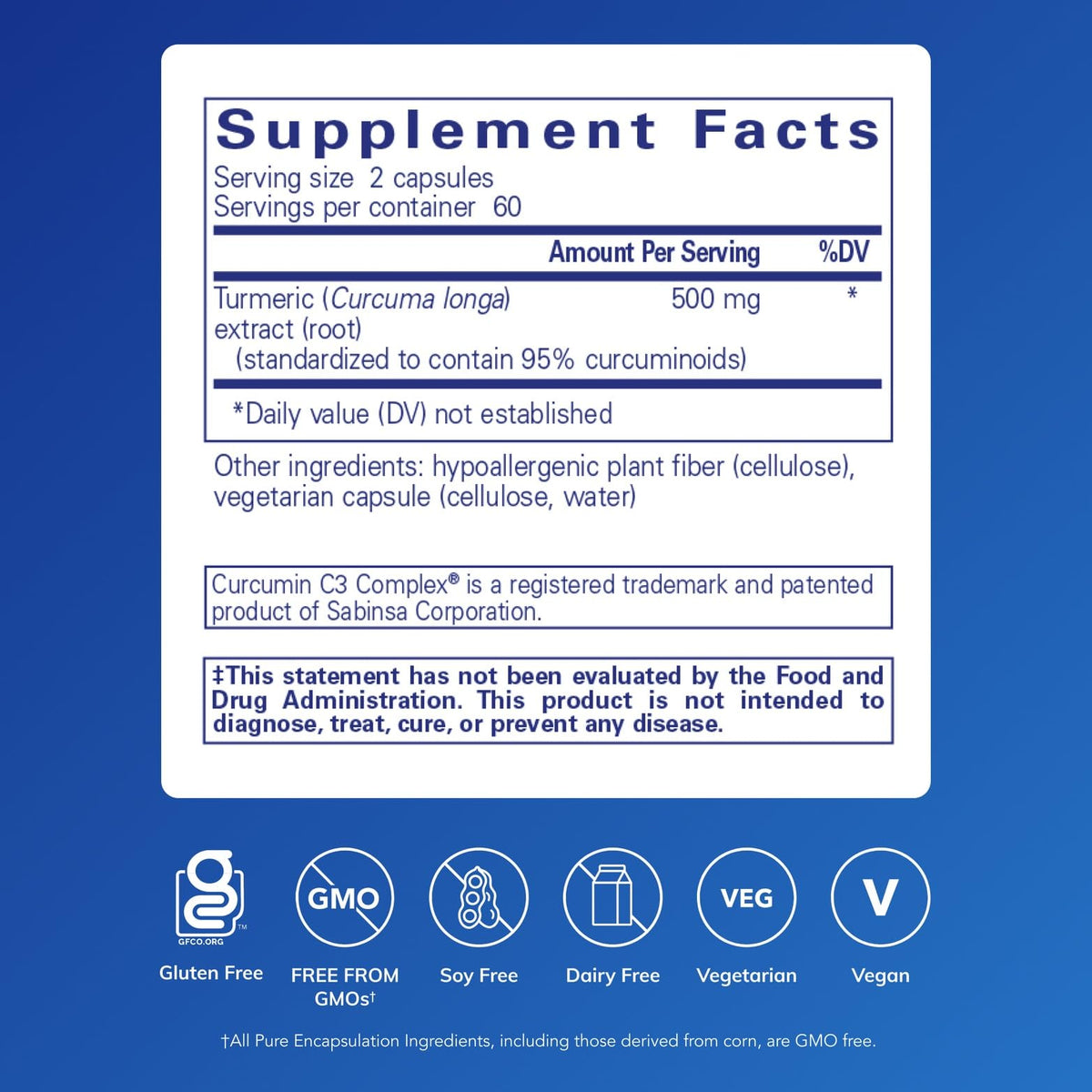 Emballage des capsules de curcumin Pure Encapsulations