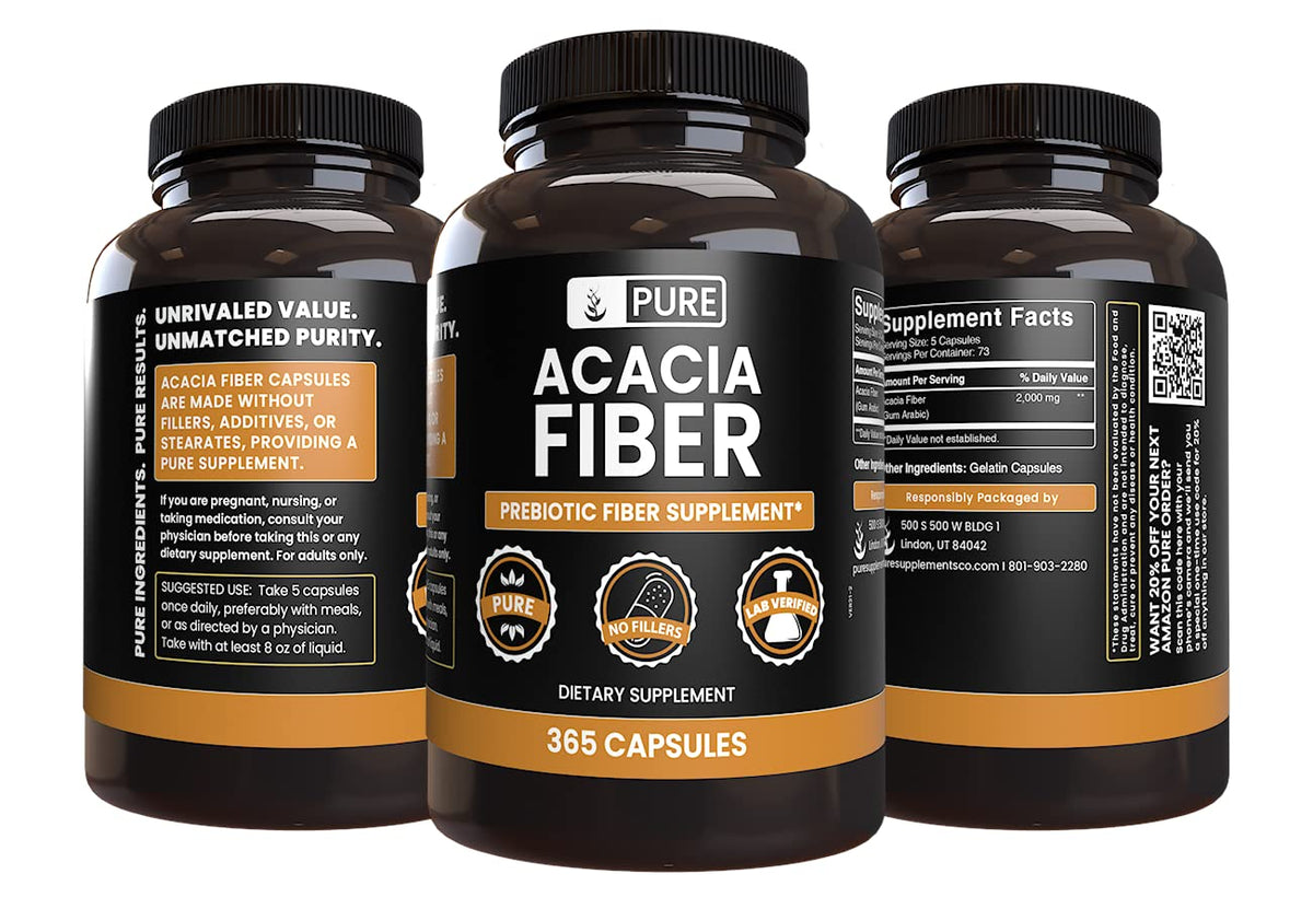 Emballage des Capsules de Fibre d'Acacia PURE ORIGINAL INGREDIENTS