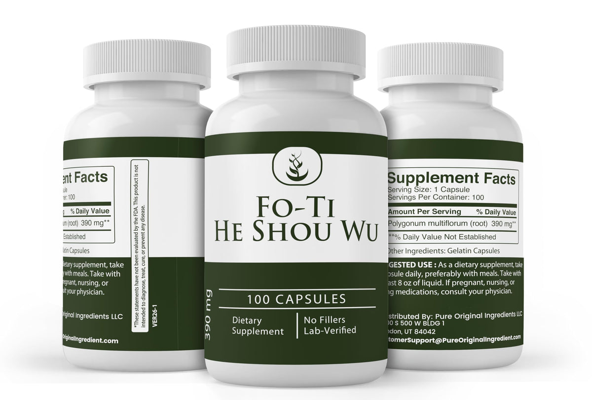 Emballage des capsules de Fo-Ti PURE ORIGINAL INGREDIENTS