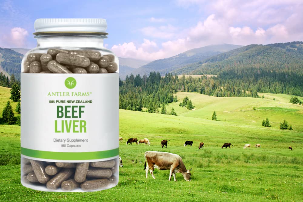 Emballage des capsules de foie de boeuf Antler Farms, face avant