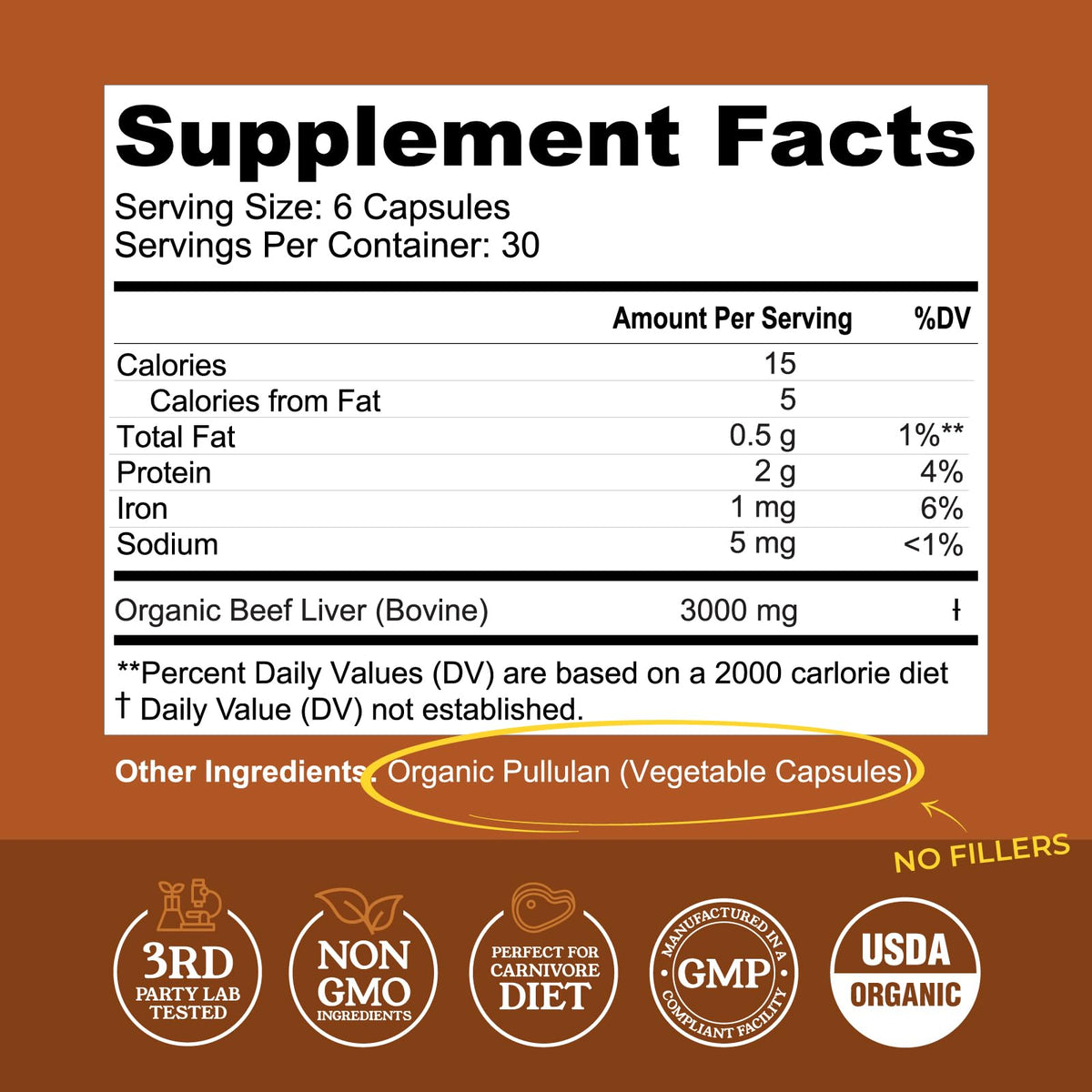 Emballage des capsules de foie de boeuf bio Left Coast Performance