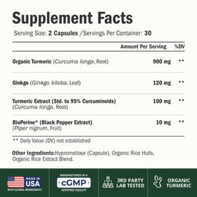 Emballage des capsules de Ginkgo Biloba et curcuma de Vimerson Health
