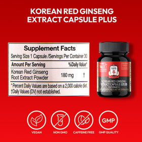 Emballage des capsules de ginseng rouge coréen JUNG KWAN JANG, dimensions 7,2 x 4,3 x 4,2 cm