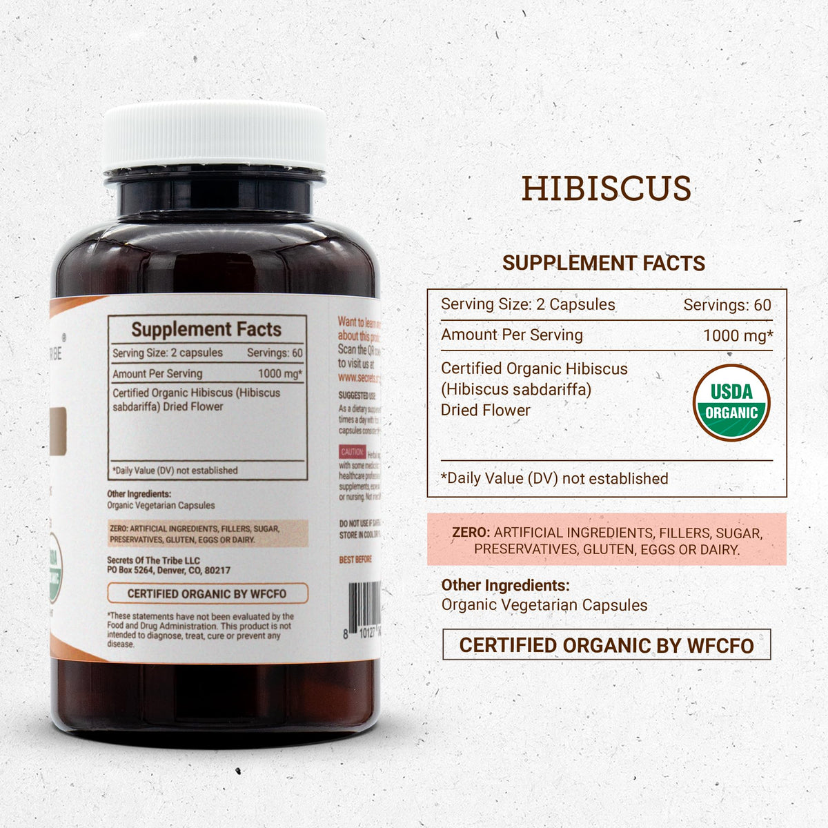 Emballage des capsules de hibiscus Secrets of the Tribe