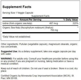 Emballage des capsules de Kelp Écologique Swanson