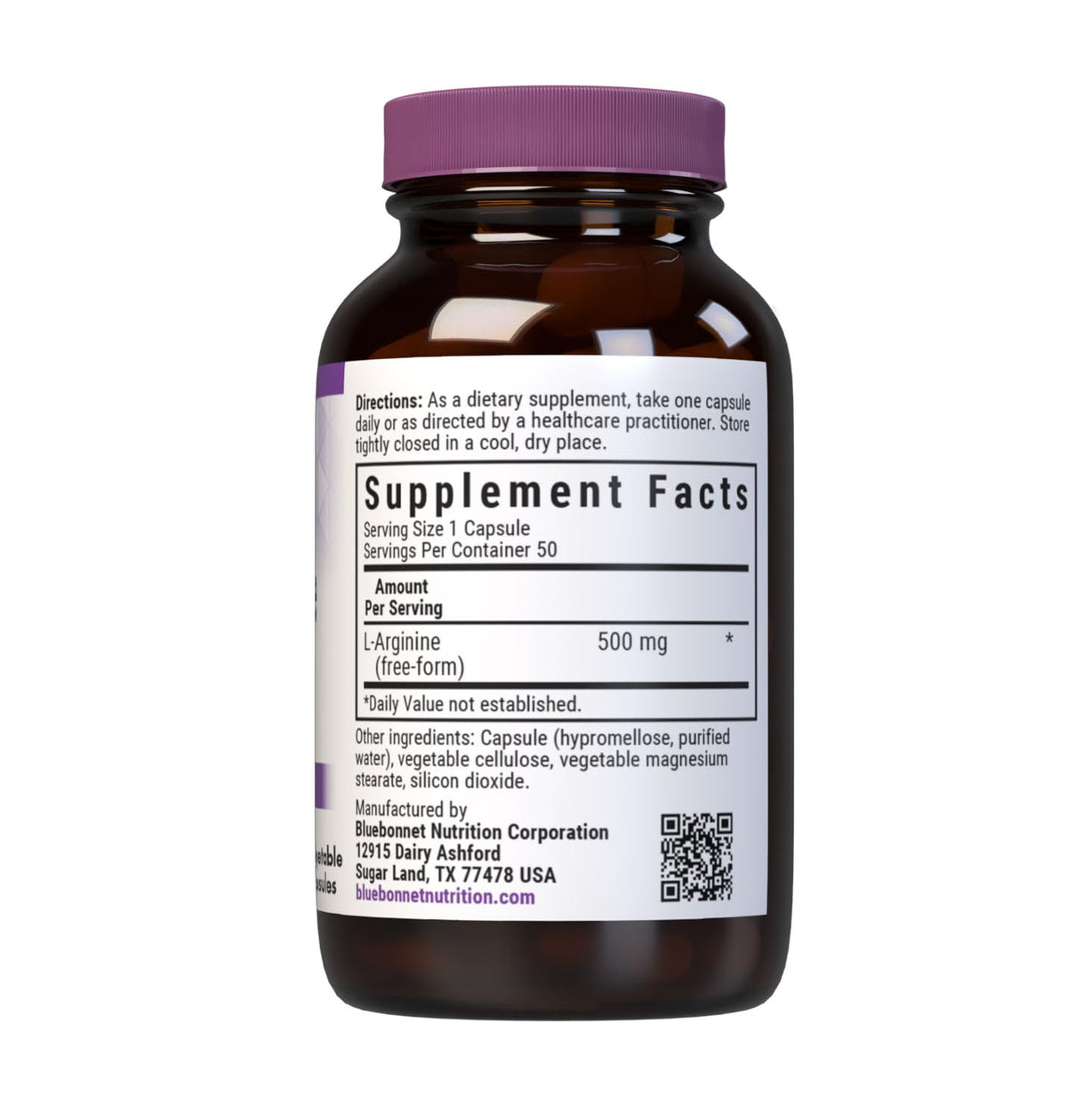Emballage des capsules de L-Arginine 500 mg BlueBonnet