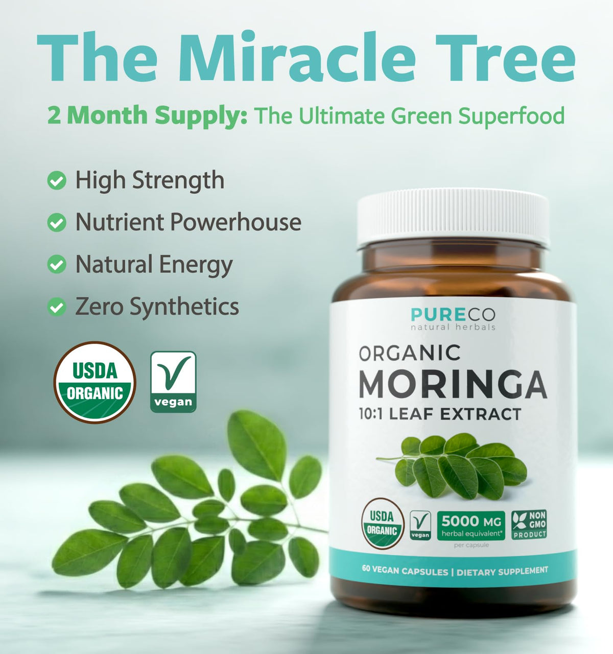 Emballage des capsules de Moringa Bio PURE CO 500mg
