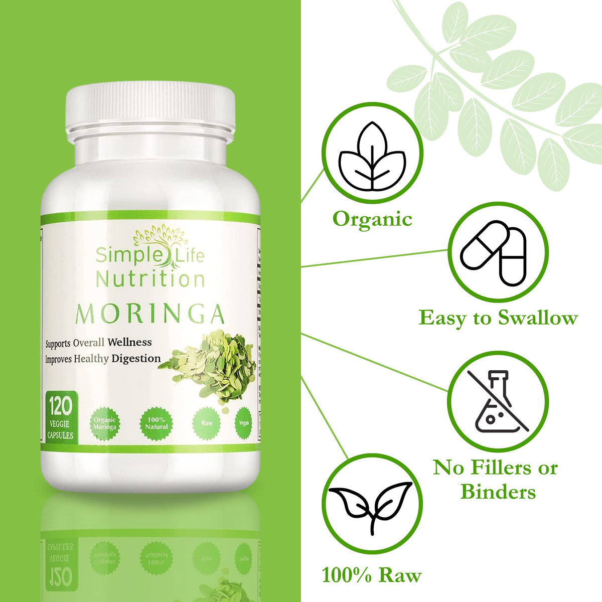 Emballage des Capsules de Moringa Bio Simple Life Nutrition