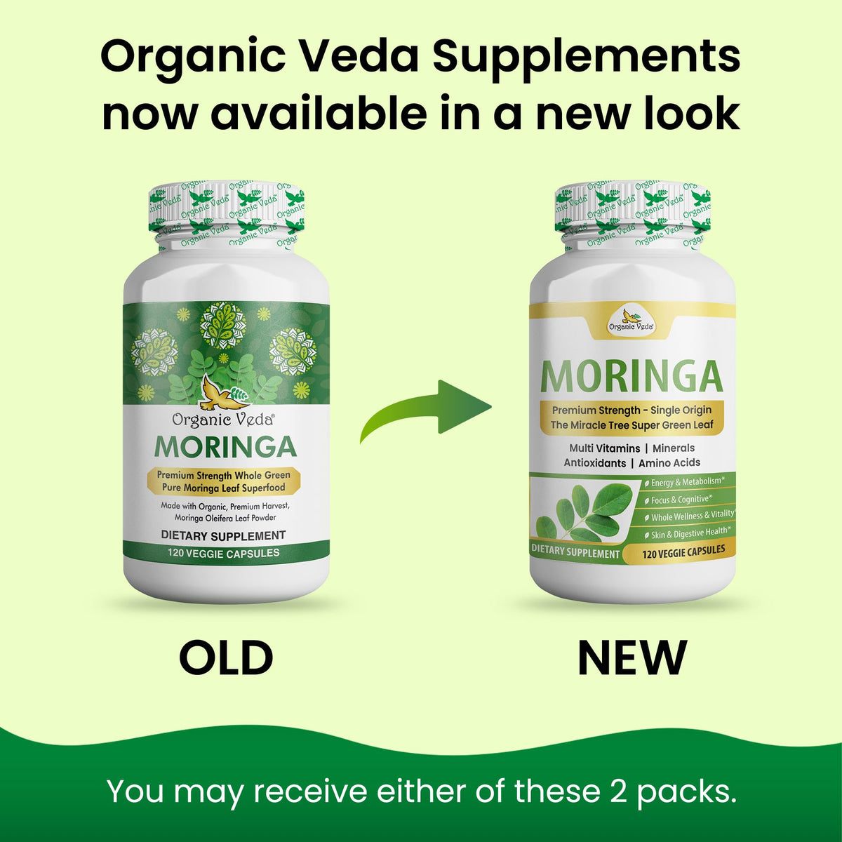 Emballage des capsules de Moringa Organic Veda