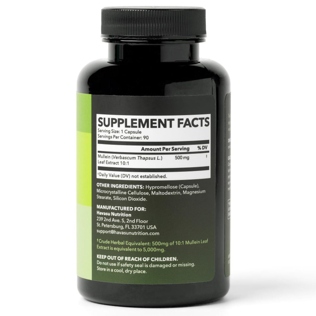 Emballage des capsules de Mullein 500mg HAVASU NUTRITION