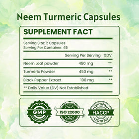 Emballage des capsules de Neem et Curcuma Ireya Ayurveda