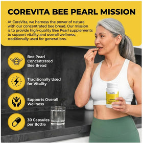 Emballage des Capsules de Perles d'Abeille CoreVita avec informations nutritionnelles