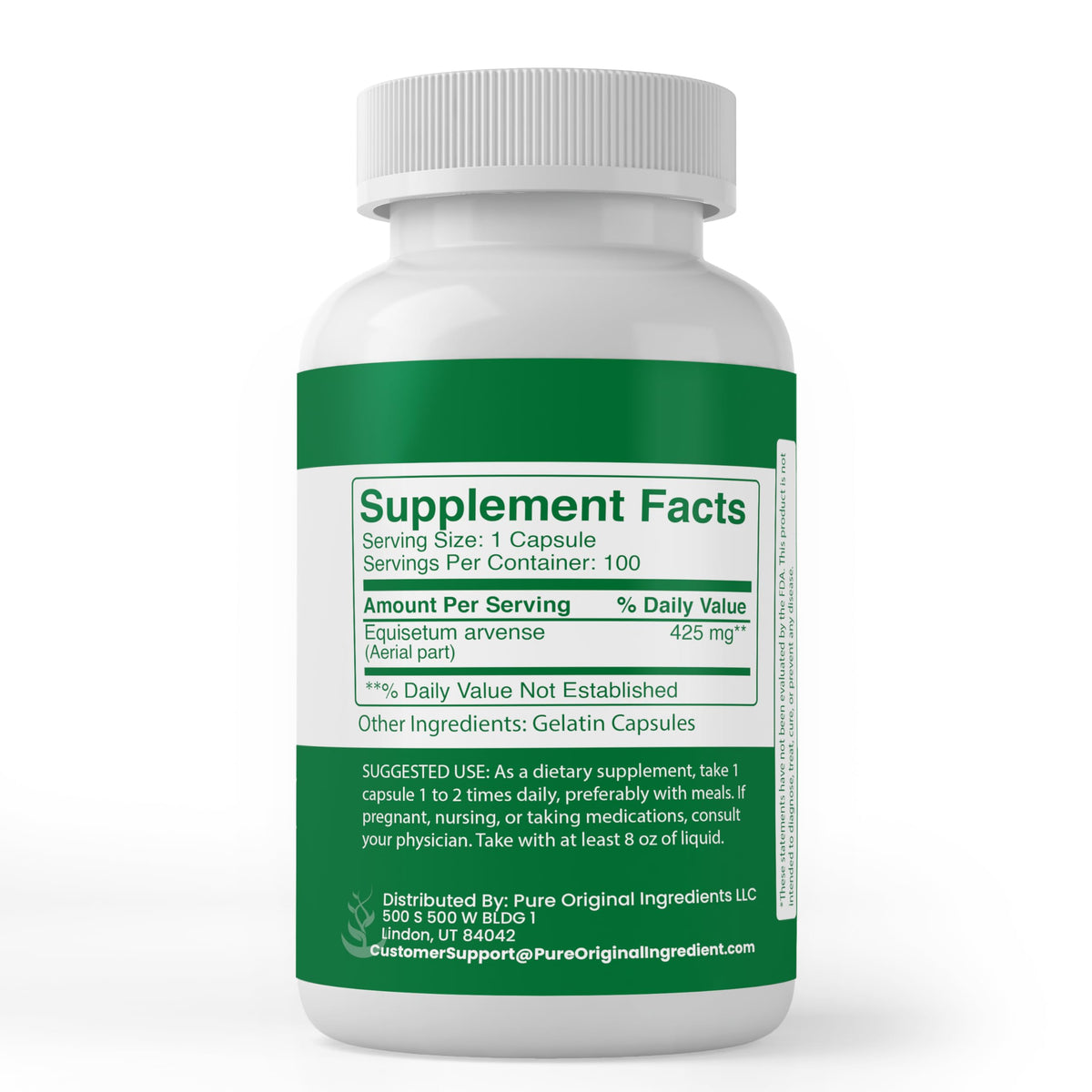 Emballage des capsules de Prêle PURE ORIGINAL INGREDIENTS