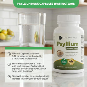 Emballage des capsules de psyllium Kate Naturals 725mg