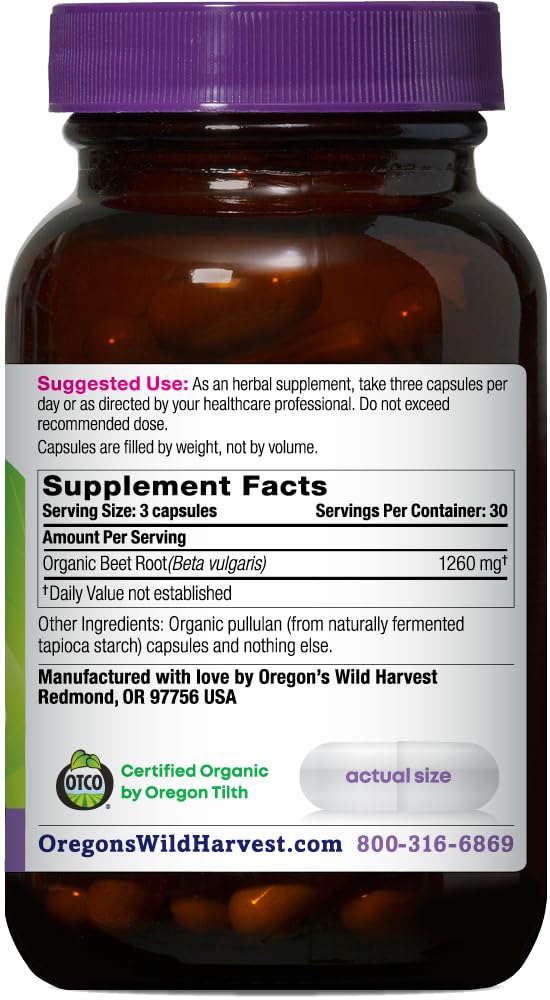 Emballage des capsules de racine de betterave bio Oregon's Wild Harvest