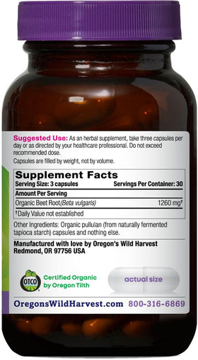 Emballage des capsules de racine de betterave bio Oregon's Wild Harvest