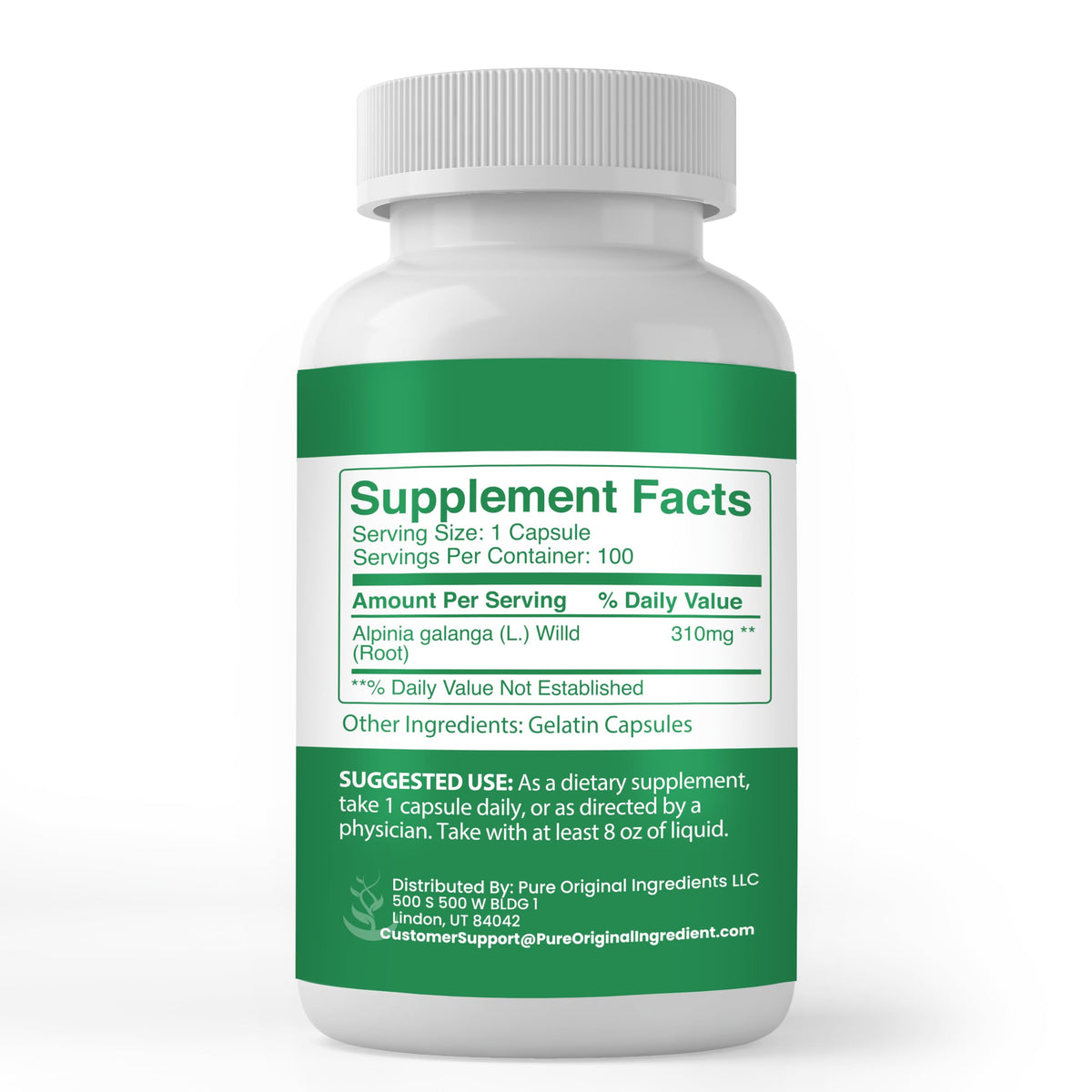 Emballage des capsules de racine de galanga PURE ORIGINAL INGREDIENTS
