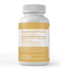 Emballage des capsules de racine de gingembre PURE ORIGINAL INGREDIENTS