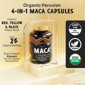 Emballage des capsules de racine de maca Maju Superfoods