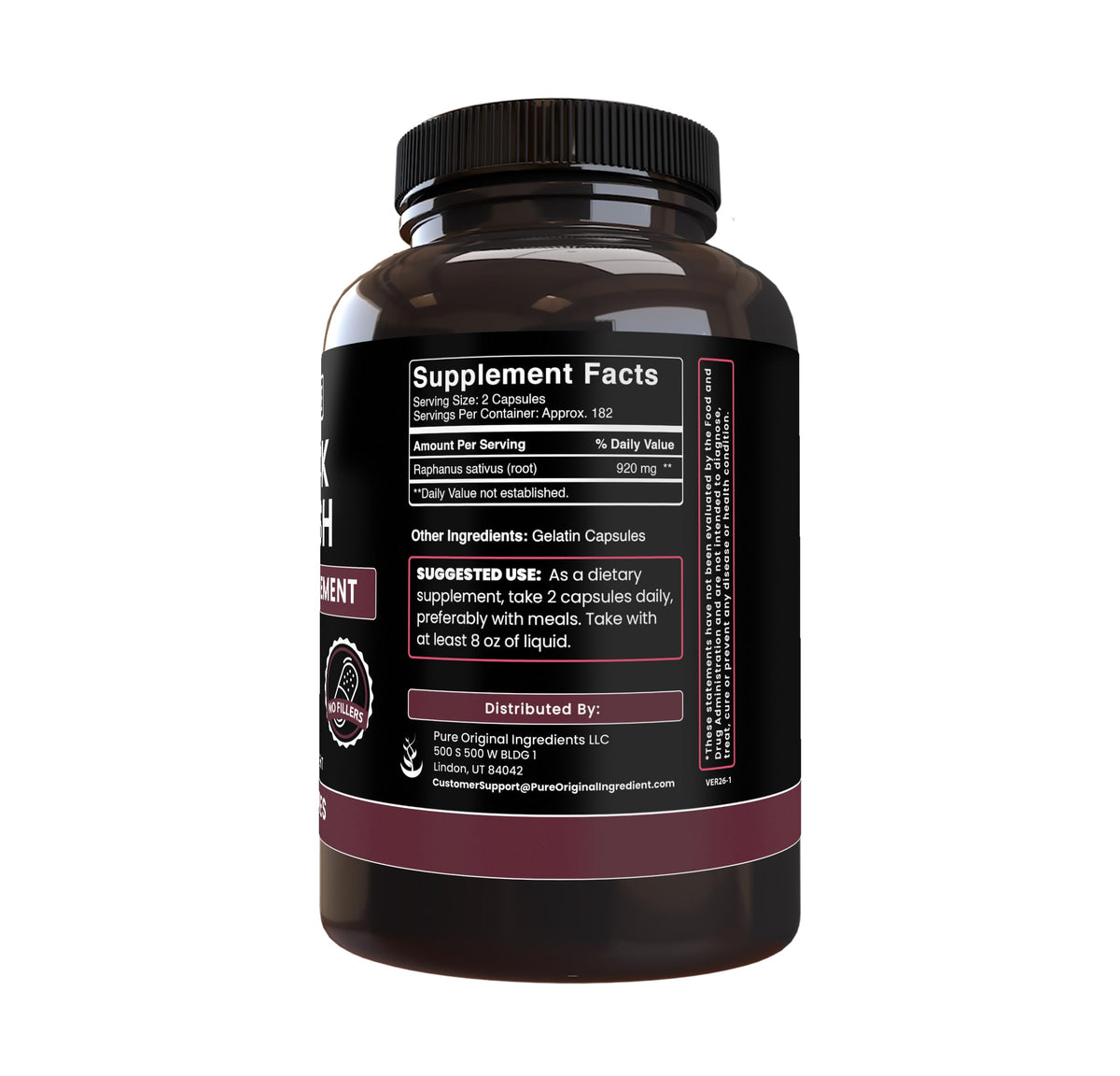 Emballage des capsules de Radis Noir PURE ORIGINAL INGREDIENTS