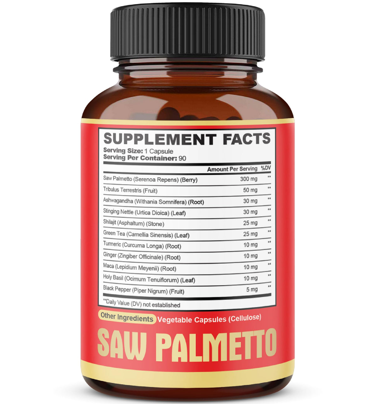 Emballage des capsules de Saw Palmetto Agobi avec liste des ingrédients
