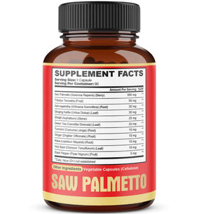 Emballage des capsules de Saw Palmetto Agobi avec liste des ingrédients