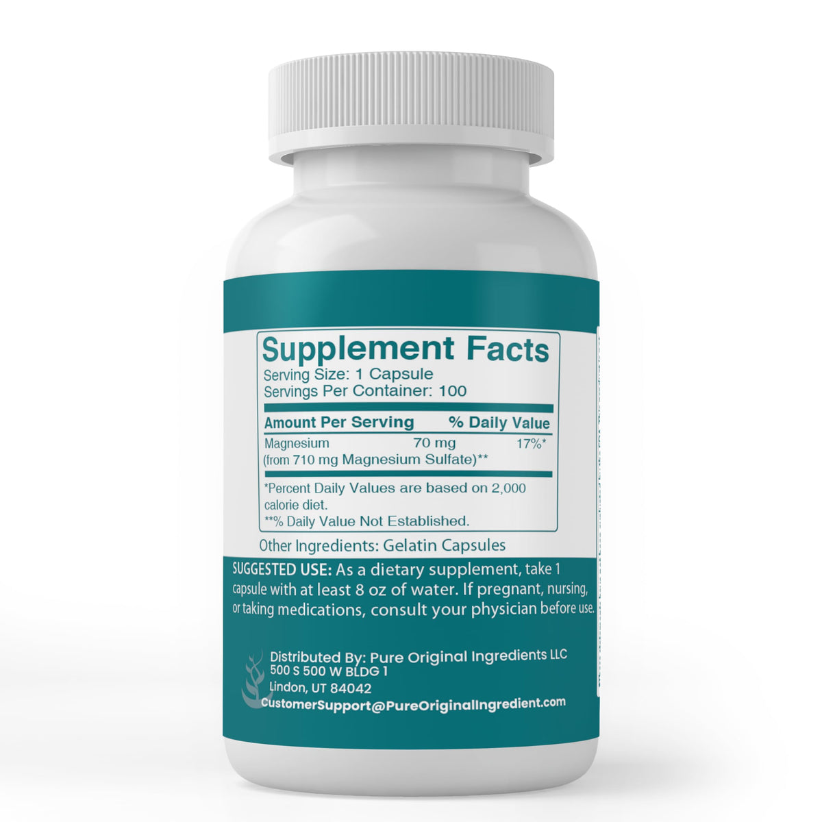 Emballage des capsules de sel d'Epsom 100g PURE ORIGINAL INGREDIENTS