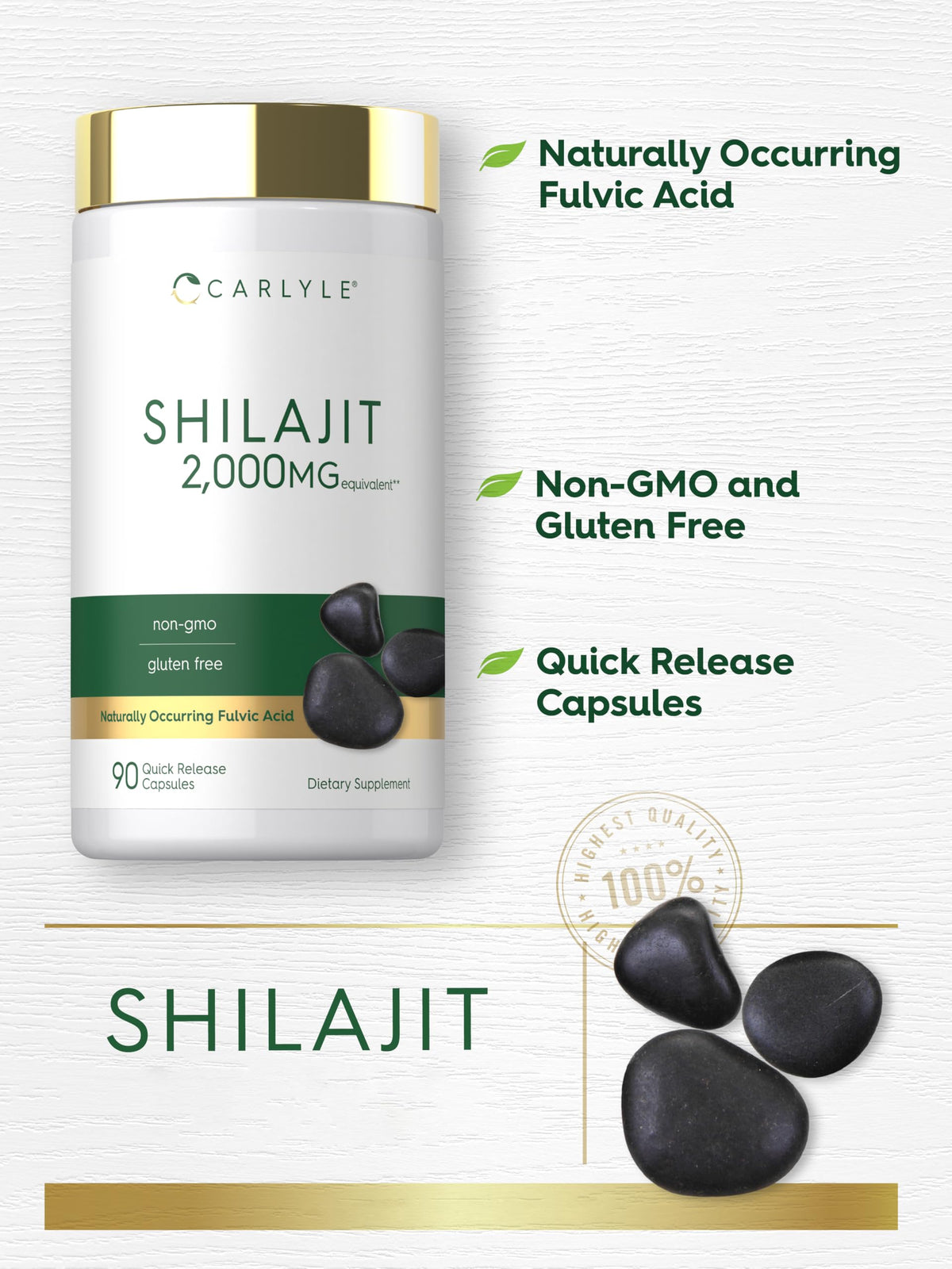 Emballage des capsules de Shilajit Carlyle avec informations