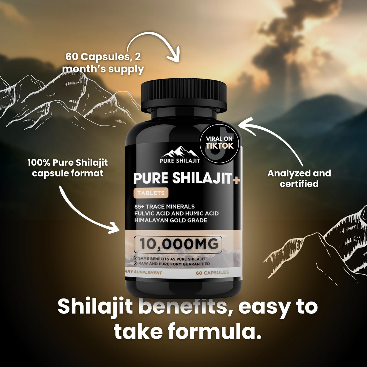 Emballage des capsules de Shilajit Pur PURE HEALTH MAX