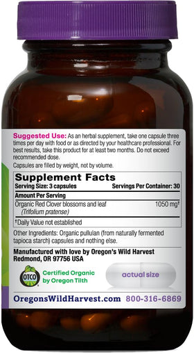 Emballage des capsules de trèfle rouge bio Oregon's Wild Harvest