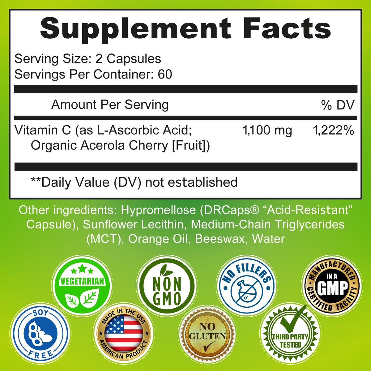 Emballage des capsules de vitamine C liposomale 1100mg SUPPLEMENTS STUDIO