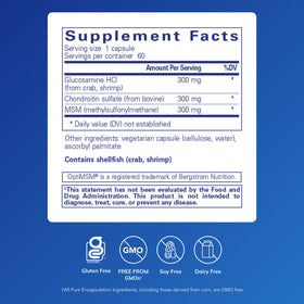 Emballage des capsules Glucosamine Chondroitin Pure Encapsulations, 60 capsules