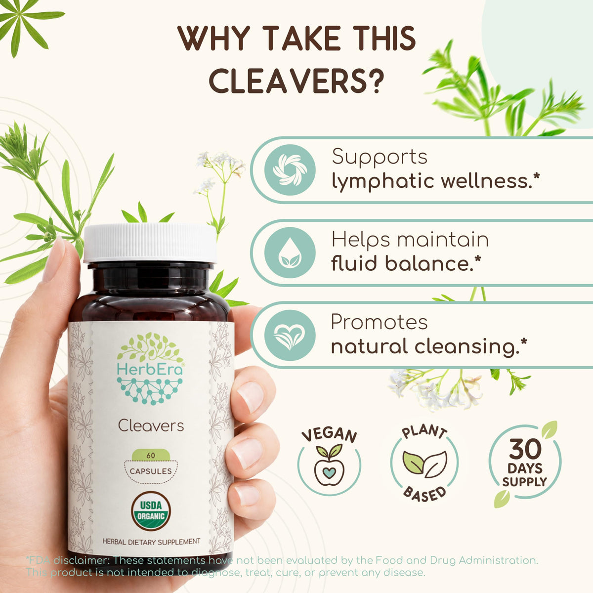 Emballage des capsules HerbEra de Cleavers