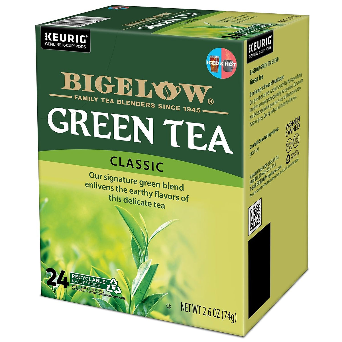 Emballage des capsules K-Cup Bigelow Thé Vert