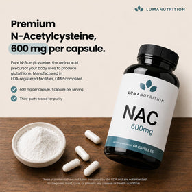 Emballage des capsules Luma Nutrition NAC N-Acétylcystéine 600 mg