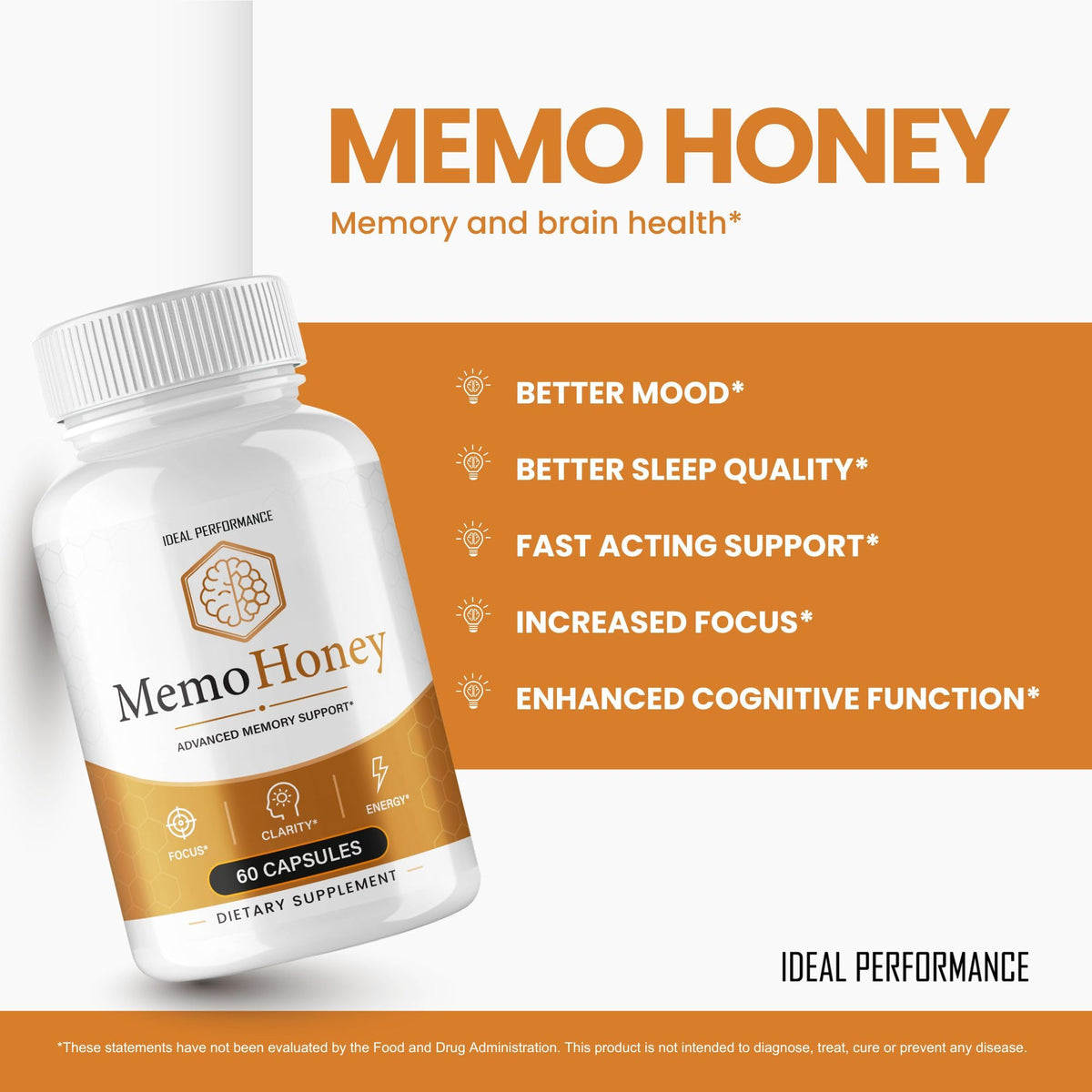Emballage des capsules Memo Honey de IDEAL PERFORMANCE