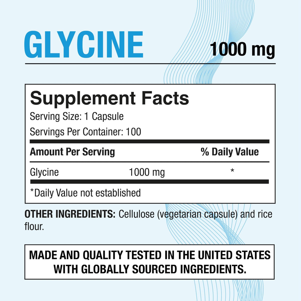 Emballage des capsules P Puregen Labs Glycine 1000mg