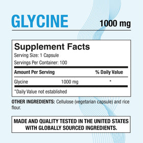 Emballage des capsules P Puregen Labs Glycine 1000mg