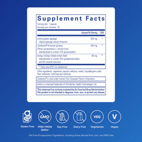Emballage des capsules Pure Encapsulations Rapid Mental Energy