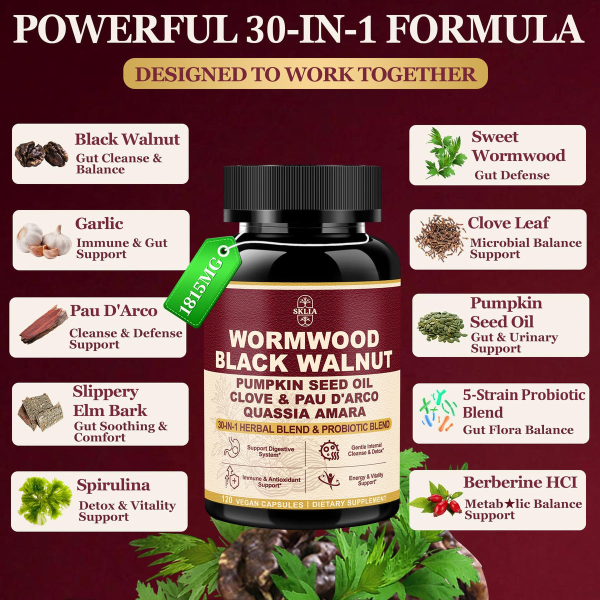Emballage des capsules SKLIA 30-en-1 1815mg