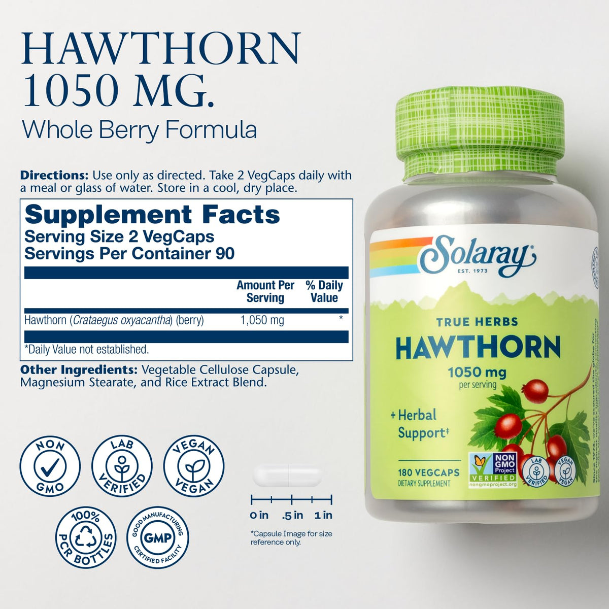 Emballage des capsules SOLARAY de baies de hawthorn